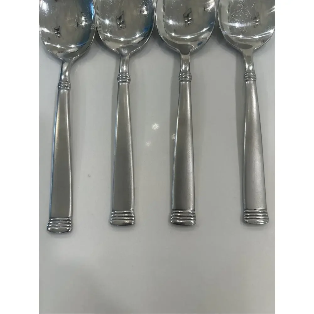 Vtg Wallace NAPOLI-FROST Stainless 18/10 Set of 4 Flatware 7” Dessert Spoons